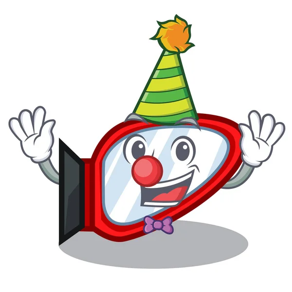Clown-Seitenspiegel neben dem Maskottchen-Tisch — Stockvektor