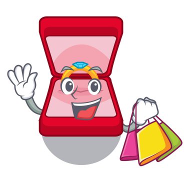 Maskot ile izole alışveriş alyans kutusu