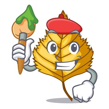 Sanatçı huş ağacı yaprak maskot şeklinde