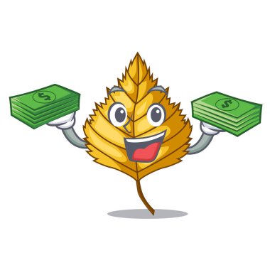 İle para çantası huş ağacı yaprakları karikatür sopa yayıldı.