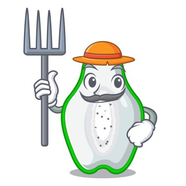 Çiftçi yeşil papaya karikatür meyve sepeti