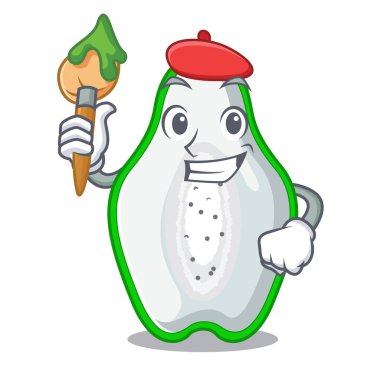 Sanatçı yeşil papaya karikatür meyve sepeti