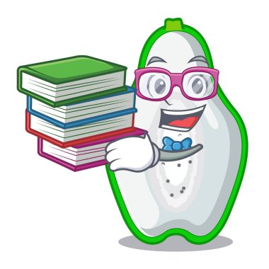 Öğrenci kitap yeşil papaya karikatür formu ile