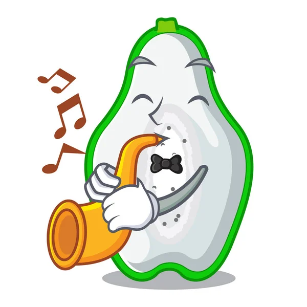 Con trompeta papaya verde aislada en la mascota — Vector de stock