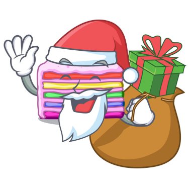 Noel Baba hediye gökkuşağı pasta buz maskot dolabında ile