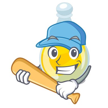 Beyzbol oynayan bir çizgi film şişe susam yağı