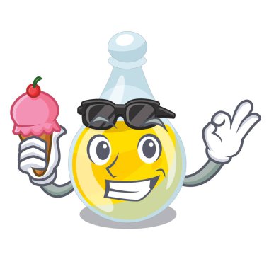 Çizgi film ile izole dondurma susam yağı ile