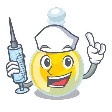 Hemşire susam yağı ile karikatür izole