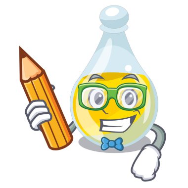 Öğrenci susam yağı ile karikatür izole