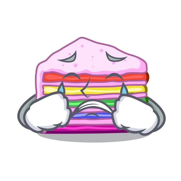 Weinender Regenbogenkuchen in Cartoon-Form — Stockvektor