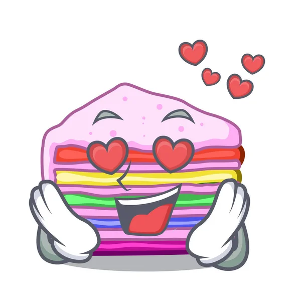 In love rainbow cake in the cartoon shape — Stock Vector