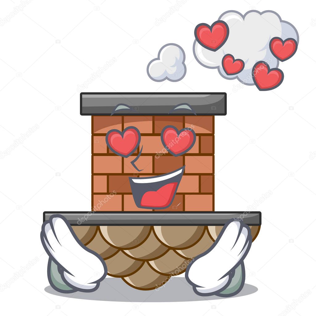 In love miniature cartoon brick chimney above table