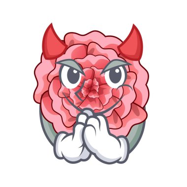 Şeytan karanfil çiçek ile karikatür izole