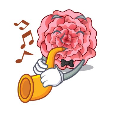 Trompet karanfil çiçek ile karikatür ile izole