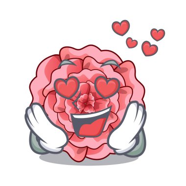 Aşk Karanfil çiçeği ile karikatür izole