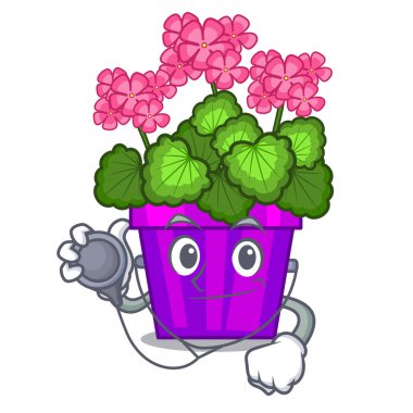 Doktor Sardunya çiçeği maskotu ile izole