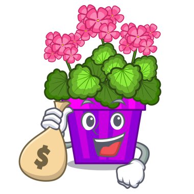 Para çantası Sardunya çiçeği ile maskotu ile izole