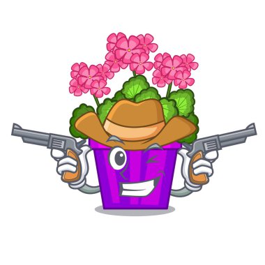 Maskot ile izole kovboy Sardunya çiçeği