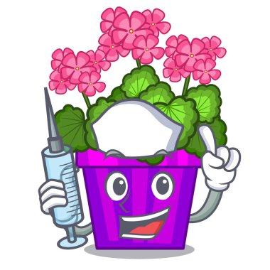 Hemşire Sardunya çiçekleri karakter kök sopa