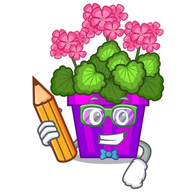 Öğrenci Sardunya çiçekleri karakter kök sopa