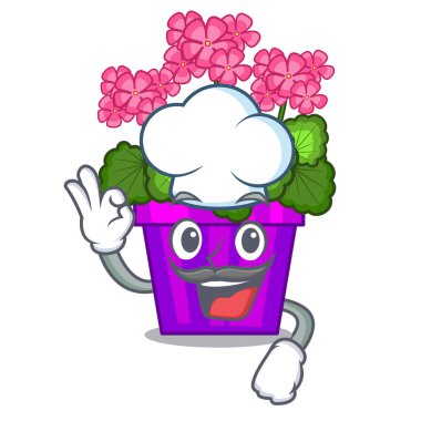 Şef Sardunya çiçekleri karakter kök sopa