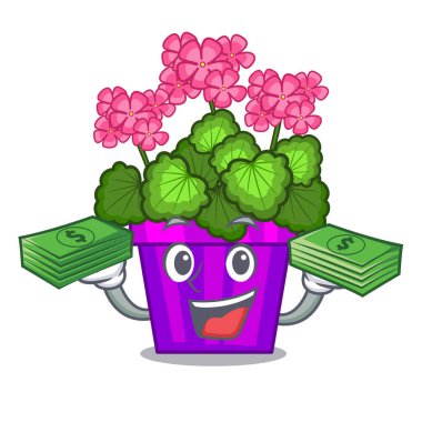 Para çantası Sardunya çiçekleri ile karikatür tencerede