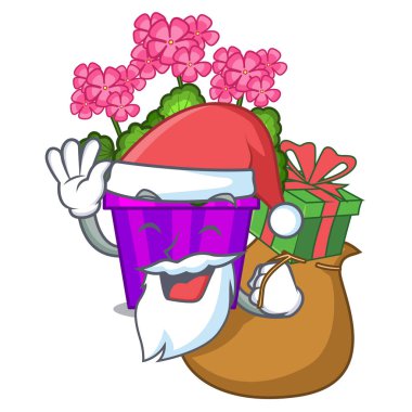 Noel Baba hediye Sardunya çiçekler çizgi film şeklinde