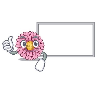 Başparmak yukarıya ile yönetim kurulu gerbera saksıyı karakter tablosunun üst kısmındaki