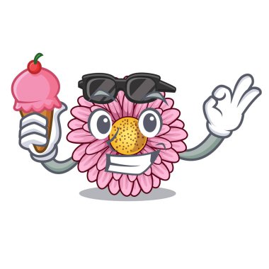 Dondurma gerbera ile çiçek maskot kök sopa.