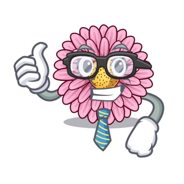 İşadamı gerbera çiçek maskot kök sopa