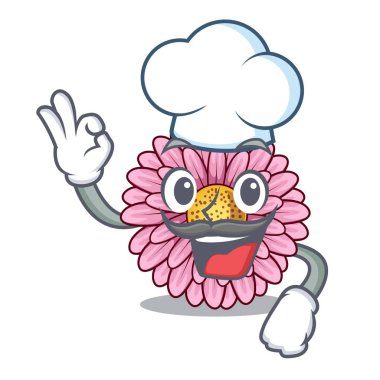 Şef gerbera çiçek maskot kök sopa