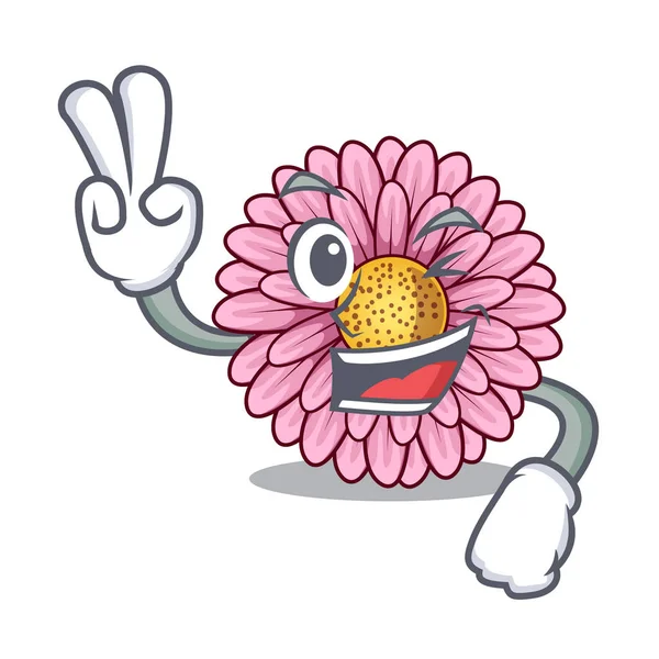 2 つの指のガーベラの花スティック マスコット幹 — ストックベクタ