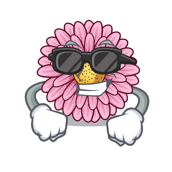 Super cool gerbera květina drží stonku maskot — Stockový vektor