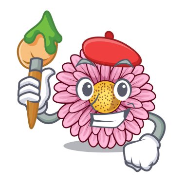 Sanatçı gerbera saksıyı karakter tablosunun üst kısmındaki