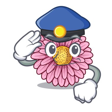 Polis gerbera saksıyı karakter tablosunun üst kısmındaki