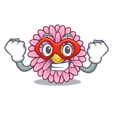 Süper kahraman gerbera çiçek maskot kök sopa