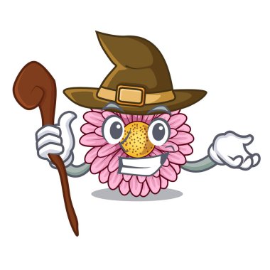 Karikatür izole cadı gerbera çiçek