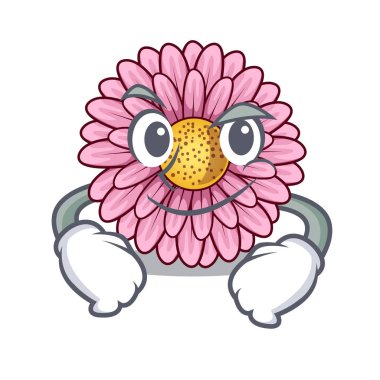 Smirking gerbera çiçek maskot kök sopa
