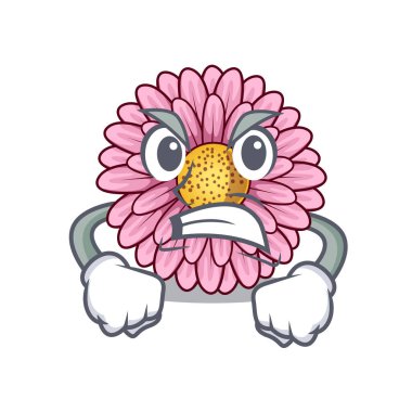Karikatür izole kızgın gerbera çiçek