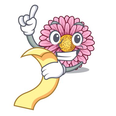 Karikatür izole menü gerbera çiçek ile