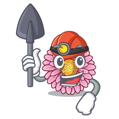 Karikatür izole madenci gerbera çiçek
