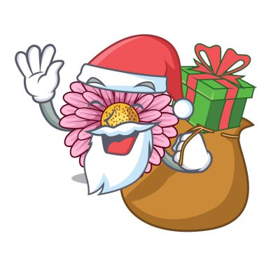 Noel Baba hediye gerbera çiçekleri karikatür şeklinde ile