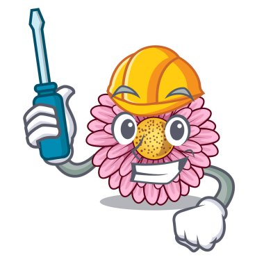 Otomotiv gerbera çiçekleri karikatür şeklinde