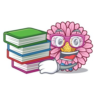 Öğrenci kitap gerbera çiçekleri karikatür şeklinde ile