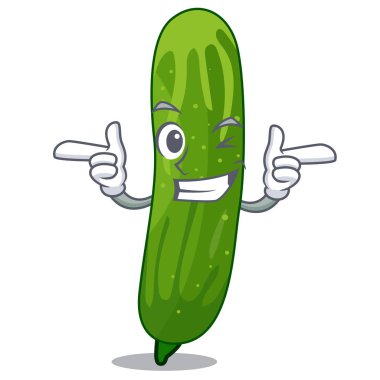 Wink taze salatalık dilimleri karikatür plaka üzerinde