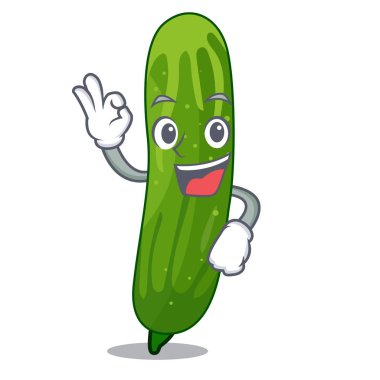 Çizgi film plaka üzerinde taze salatalık dilimleri Tamam