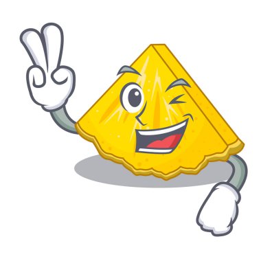 İki maskotu izole ananas dilim parmak