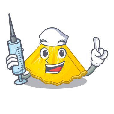 Hemşire ananas dilim içinde maskot izole