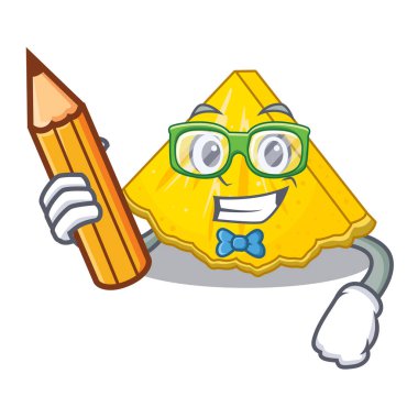 Öğrenci ananas dilim içinde maskot izole