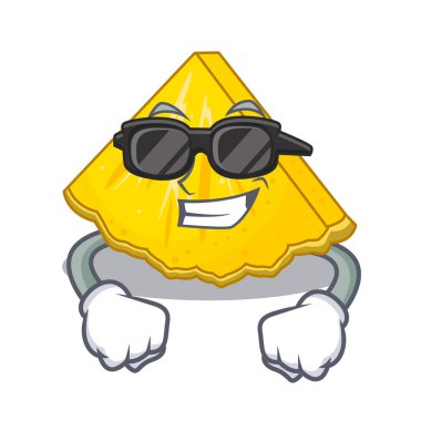 Süper cool ananas dilim içinde maskot izole